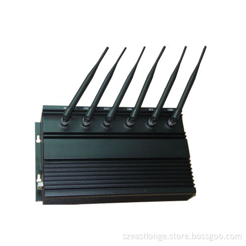 High Power Wifi 2g / 3g Cell Phone Jammer With Cooling Fans , 6 Antenna
